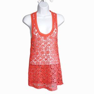 ZARA • SMALL lace tank top orange Spring Summer cover-up cottagecore women's